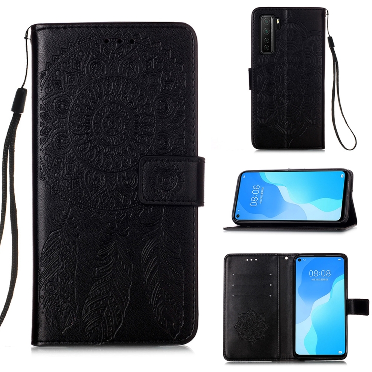 

For Huawei Nova 7 SE Dream Catcher Printing Horizontal Flip Leather Case with Holder & Card Slots & Wallet & Lanyard(Black)