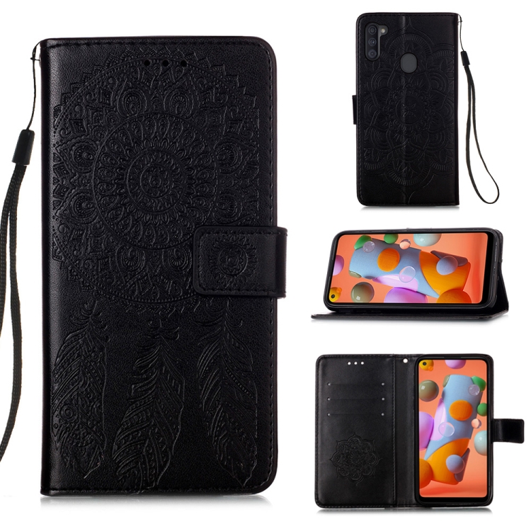 

For Galaxy A11 Dream Catcher Printing Horizontal Flip Leather Case with Holder & Card Slots & Wallet & Lanyard(Black)