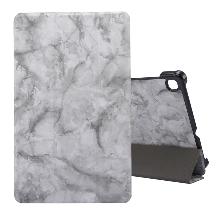 

For Galaxy Tab S6 Lite P610 / P615 Marble Texture Horizontal Flip Leather Case, with Three-folding Holder & Sleep / Wake-up Function(Black Grey)