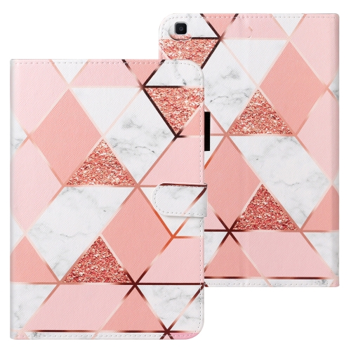 

For Galaxy Tab A 8.0 (2019) T290 Cross Texture Painted Horizontal Leather Case with Sleep / Wake-up Function & Card Slot & Holder & Wallet(Pink Marble)
