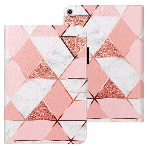 

For Galaxy Tab A 10.1 (2019) T510 Cross Texture Painted Horizontal Leather Case with Sleep / Wake-up Function & Card Slot & Holder & Wallet(Pink Marble)