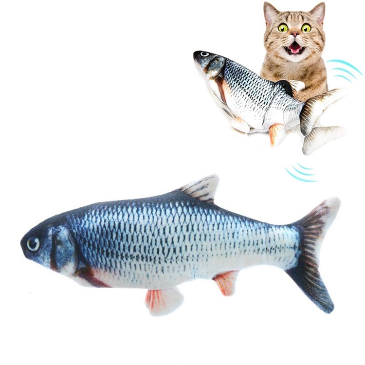 

USB Charging Pet Simulation Fish Electric Cat Interactive Toy, Size：30cn, Style:Crucian Carp