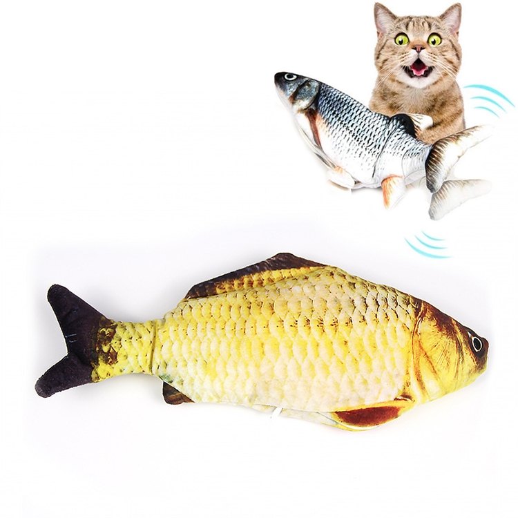 

USB Charging Pet Simulation Fish Electric Cat Interactive Toy, Size：30cn, Style:Yellow Carp