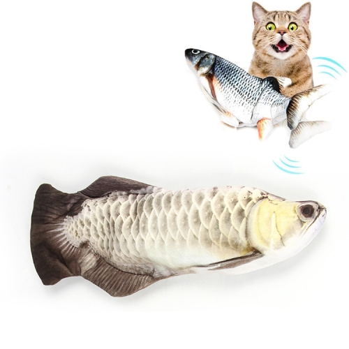 

USB Charging Pet Simulation Fish Electric Cat Interactive Toy, Size：30cn, Style:Silver Dragon Fish