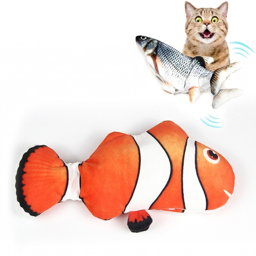 

USB Charging Pet Simulation Fish Electric Cat Interactive Toy, Size：30cn, Style:Clownfish