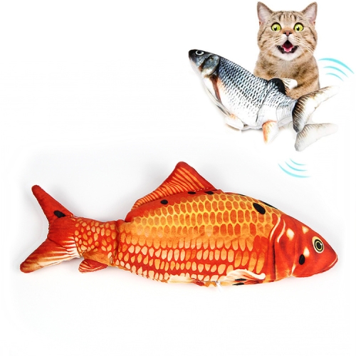 

USB Charging Pet Simulation Fish Electric Cat Interactive Toy, Size：30cn, Style:Red Carp