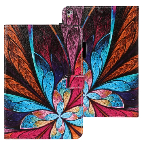 

For iPad Pro 9.7 Cross Texture Painted Horizontal Leather Case with Sleep / Wake-up Function & Card Slot & Holder & Wallet(Colorful Flower)