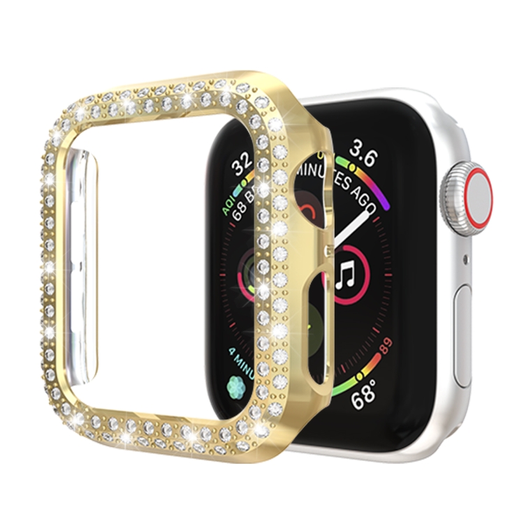 

For Apple Watch Series 5 & 4 44mm Double Row Diamonds PC Protective Case(Gold)