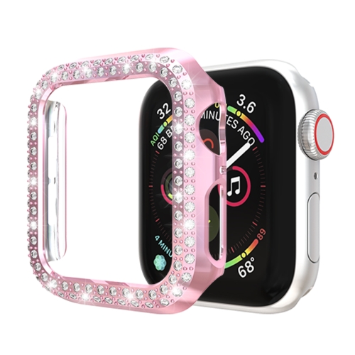 

For Apple Watch Series 3 & 2 & 1 38mm Double Row Diamonds PC Protective Case(Pink)