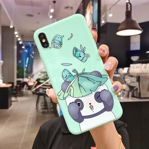 

For iPhone XS Max TPU Mobile Phone Case(Bright Green Lotus Leaf Bear)