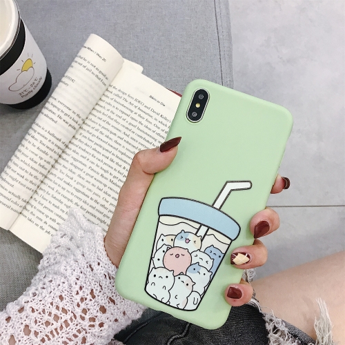 

For iPhone XS Max TPU Matte Mobile Phone Case(Frosted Green Animal Milk Tea)