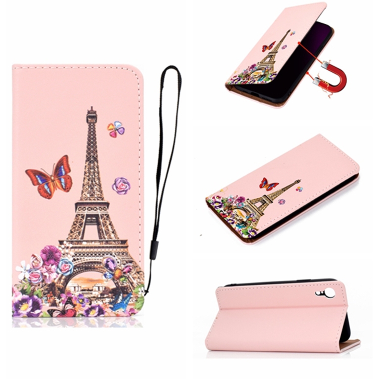 

For iPhone XR 3D Painting Horizontal Flip Leather Case with Holder & Card Slot & Wallet & Lanyard(Iron tower)