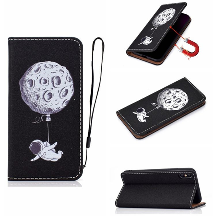 

For iPhone XS 3D Painting Horizontal Flip Leather Case with Holder & Card Slot & Wallet & Lanyard(Spaceman)