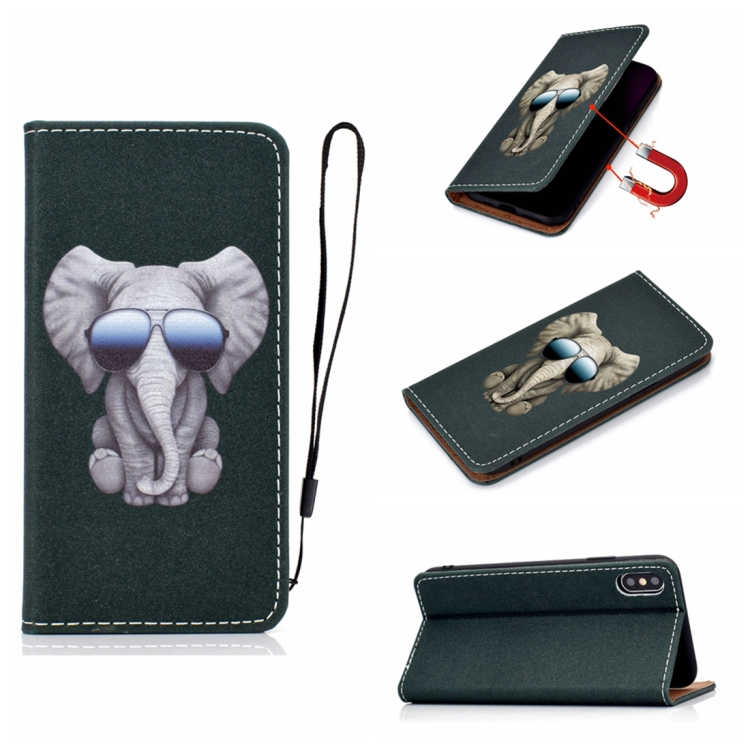 

For iPhone XS Max 3D Painting Horizontal Flip Leather Case with Holder & Card Slot & Wallet & Lanyard(Elephant)
