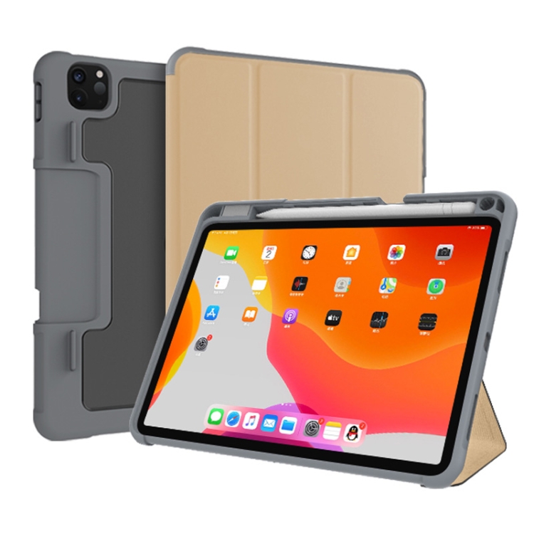 

For iPad Pro 11 inch (2021) / (2020) Mutural Horizontal Flip PC + TPU + PU Leather Case with Holder & Pen Slot(Gold)