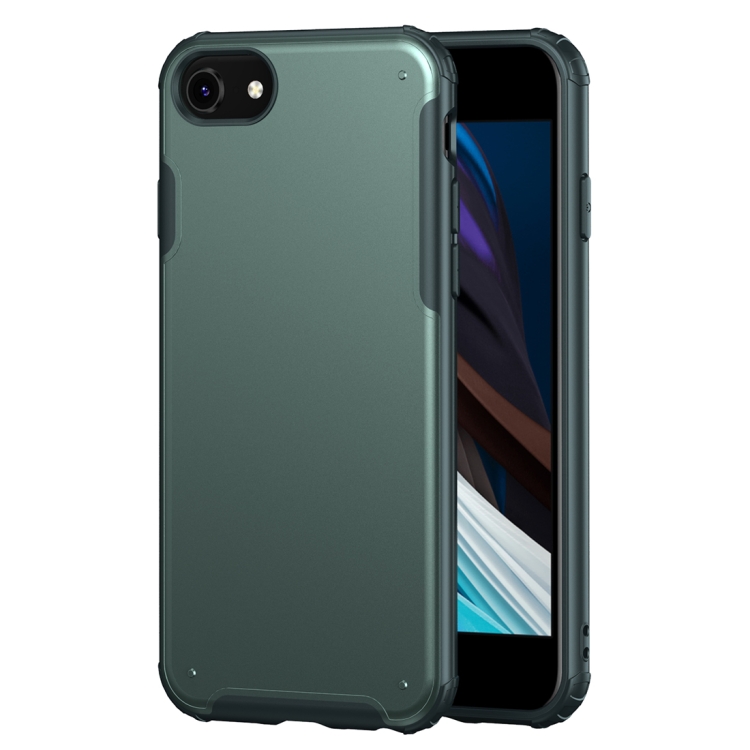 

For iPhone SE 2020 / 8 / 7 Solid Color Four-corner Shockproof TPU + PC Protective Case(Dark Green)