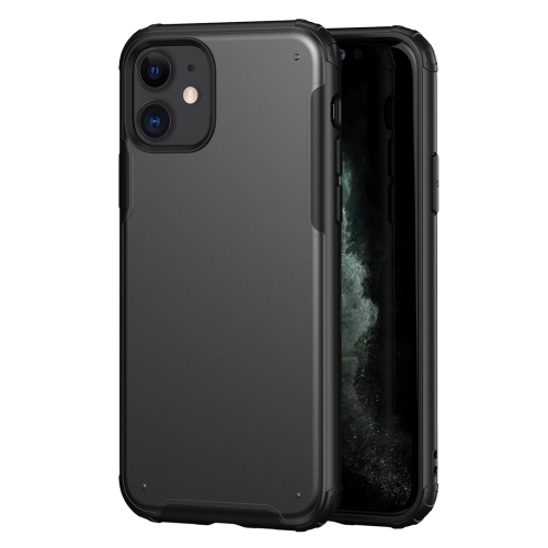 

For iPhone 11 Solid Color Four-corner Shockproof TPU + PC Protective Case(Black)