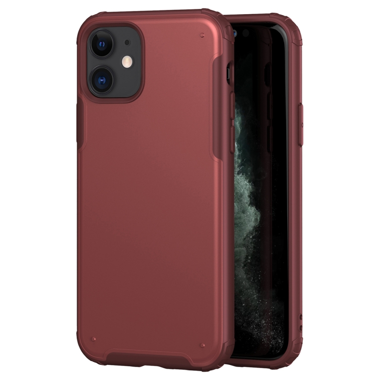 

For iPhone 11 Solid Color Four-corner Shockproof TPU + PC Protective Case(Red)