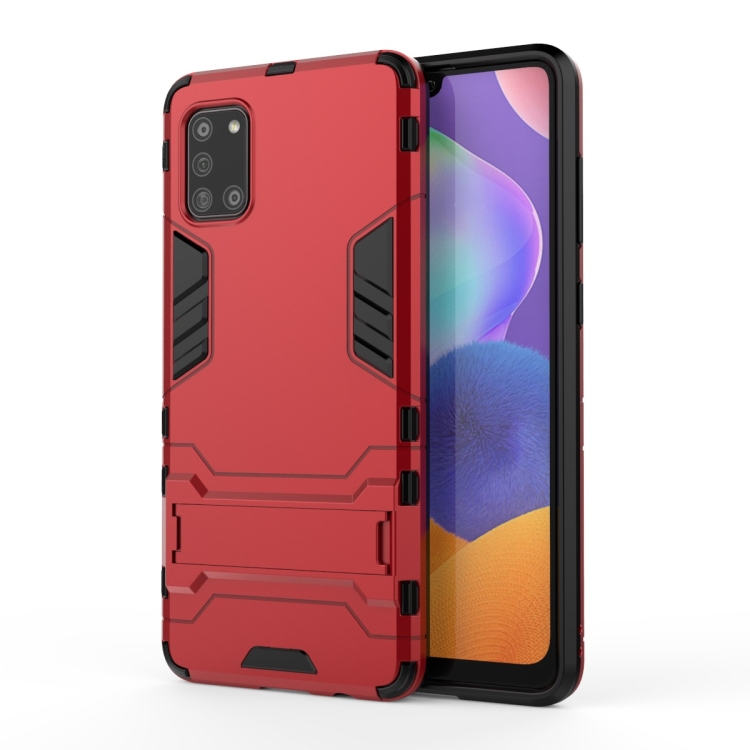 

For Samsung Galaxy A31 PC + TPU Shockproof Protective Case with Holder(Red)
