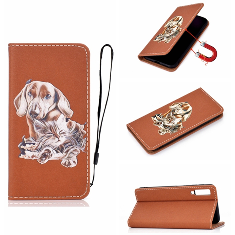 

For Galaxy A7 (2018) 3D Painting Horizontal Flip Leather Case with Holder & Card Slot & Wallet & Lanyard(Dog)