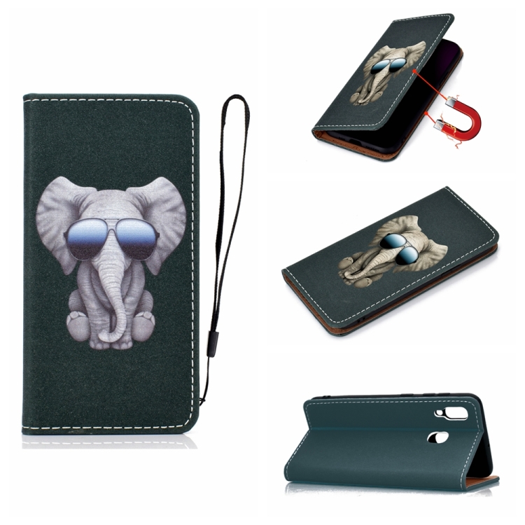 

For Galaxy A40 3D Painting Horizontal Flip Leather Case with Holder & Card Slot & Wallet & Lanyard(Elephant)