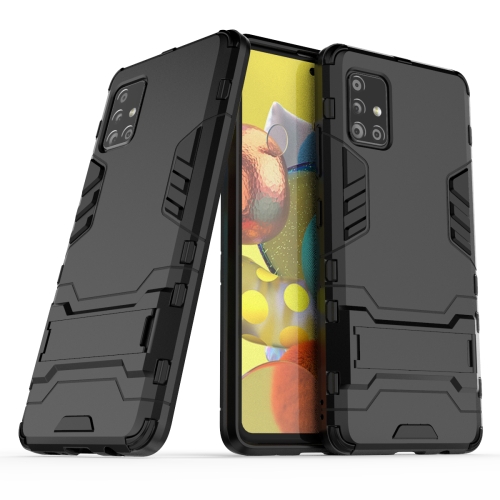 

For Galaxy A51 5G PC + TPU Shockproof Protective Case with Holder(Black)