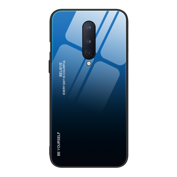 

For OnePlus 8 Gradient Color Glass Case(Blue)