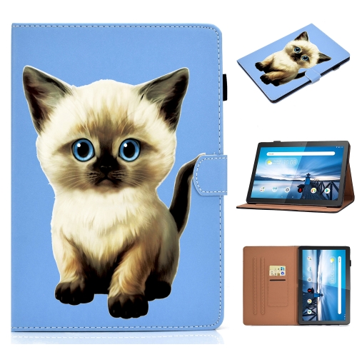 

For Lenovo Tab M10 TB-X605F / X505 Pure Color Painting Horizontal Flip Leather Case with Card Slots & Holder(Cat)