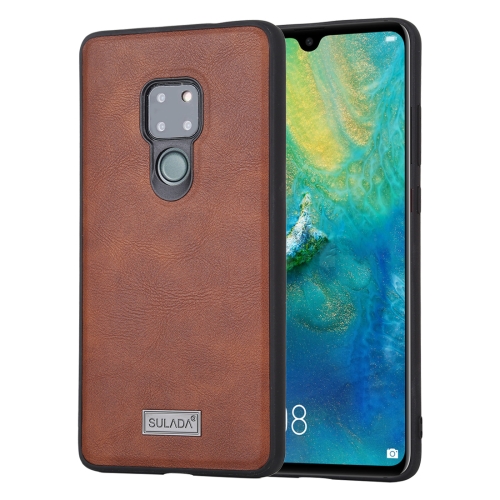 

For Huawei Mate 20 SULADA Shockproof TPU + Handmade Leather Protective Case(Brown)