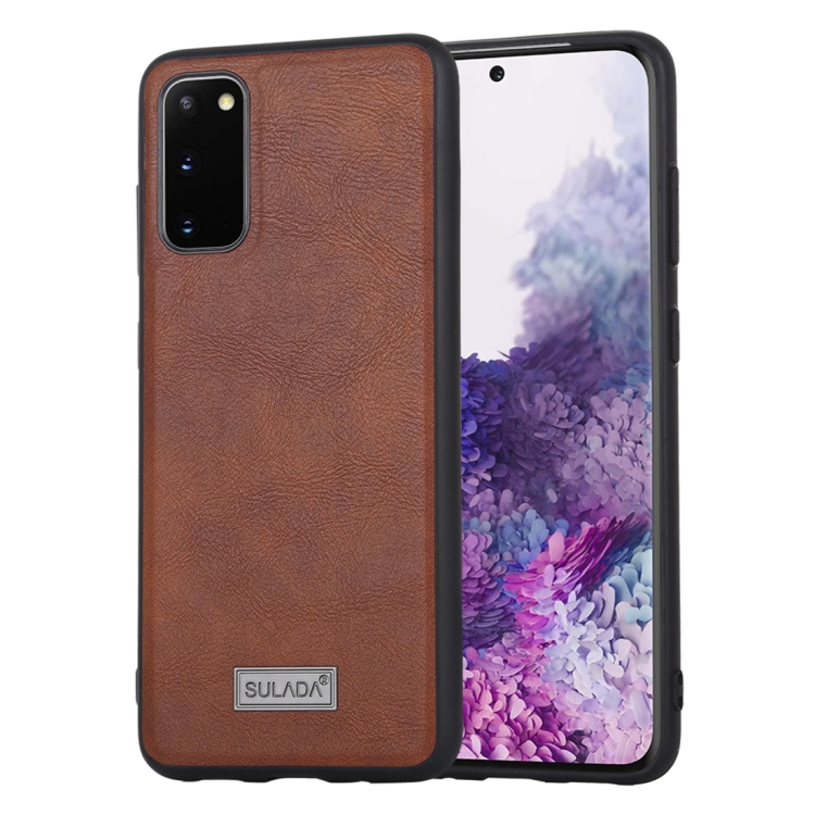 

For Samsung Galaxy S20 SULADA Shockproof TPU + Handmade Leather Protective Case(Brown)