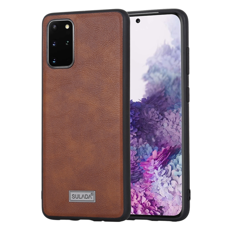 

For Samsung Galaxy S20 Plus SULADA Shockproof TPU + Handmade Leather Protective Case(Brown)