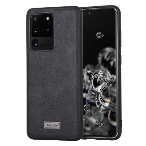 

For Samsung Galaxy S20 Ultra SULADA Shockproof TPU + Handmade Leather Protective Case(Black)