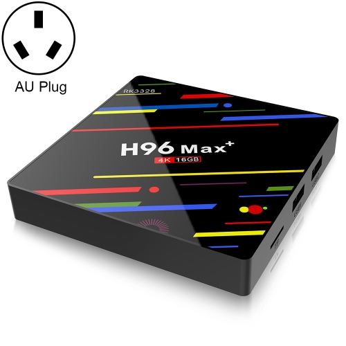 

H96 Max+ 4K Ultra HD LED Display Media Player Smart TV Box with Remote Controller, Android 9.0, Voice Version, RK3328 Quad-Core 64bit Cortex-A53, 2GB+16GB, TF Card / USBx2 / AV / Ethernet, Plug Specification:AU Plug