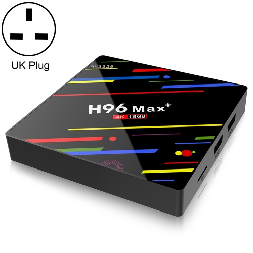 

H96 Max+ 4K Ultra HD LED Display Media Player Smart TV Box with Remote Controller, Android 9.0, Voice Version, RK3328 Quad-Core 64bit Cortex-A53, 2GB+16GB, TF Card / USBx2 / AV / Ethernet, Plug Specification:UK Plug