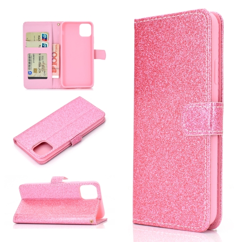 

Fro iPhone 11 Pro Max Glitter Powder Horizontal Flip Leather Case with Card Slots & Holder & Photo Frame & Wallet(Pink)
