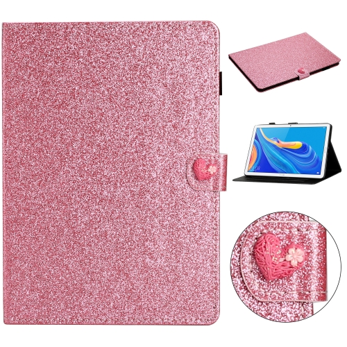 

For Huawei MediaPad M6 10.8 Glitter Powder Love Buckle Horizontal Flip Leather Case with Holder & Card Slots(Pink)