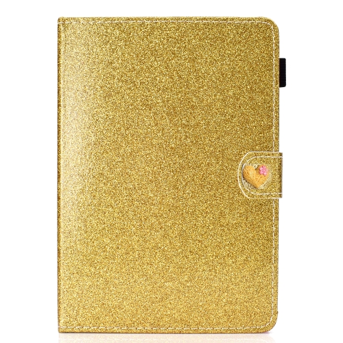 

For 8 inch Universal Tablet PC Glitter Powder Love Buckle Horizontal Flip Leather Case with Holder & Card Slots(Gold)