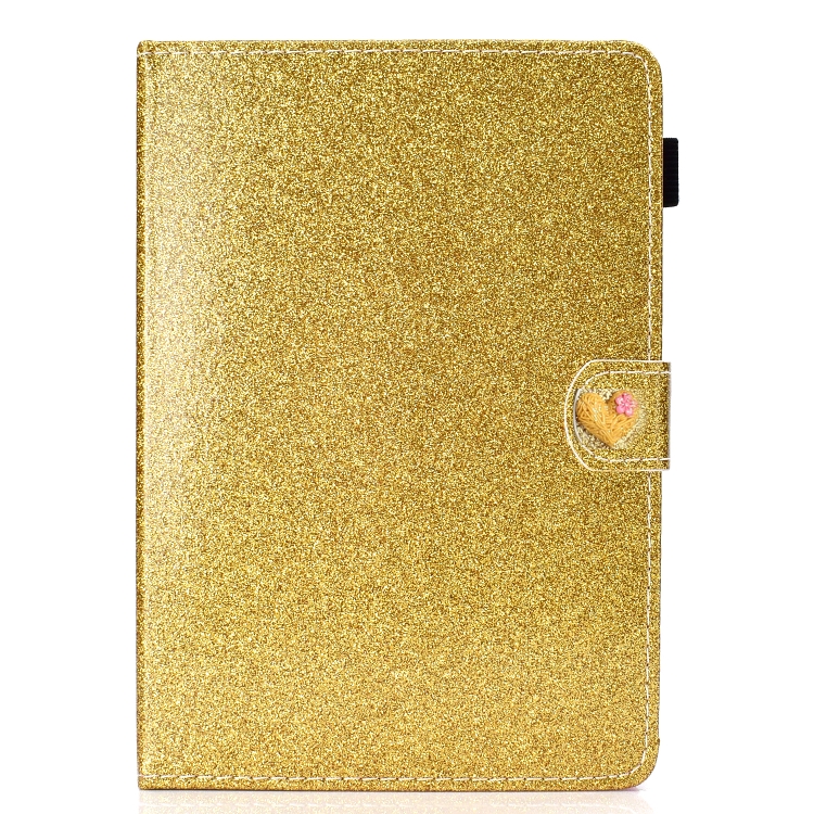 

For 10 inch Universal Tablet PC Glitter Powder Love Buckle Horizontal Flip Leather Case with Holder & Card Slots(Gold)