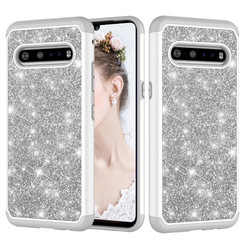 

For LG V60 ThinQ 5G / G9 ThinQ Glitter Powder Contrast Skin Shockproof Silicone + PC Protective Case(Grey)