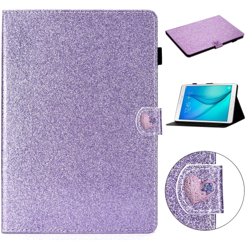 

For Samsung Galaxy Tab A 8.0 T350 Love Buckle Glitter Horizontal Flip Leather Case with Holder & Card Slots(Purple)