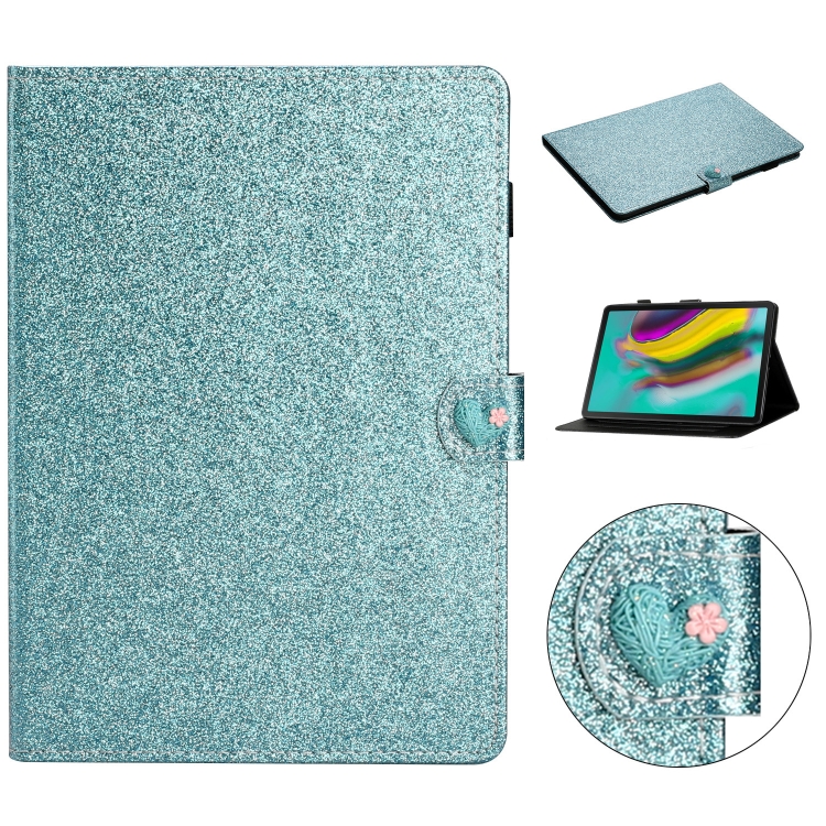 

For Samsung Galaxy Tab S5e T720 Love Buckle Glitter Horizontal Flip Leather Case with Holder & Card Slots(Blue)