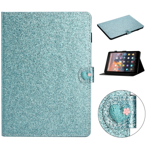 

For Amazon Kindle Youth Edition Love Buckle Glitter Horizontal Flip Leather Case with Holder & Card Slots(Blue)