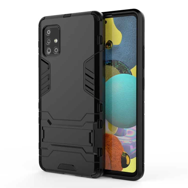 

For Samsung Galaxy A51 5G PC + TPU Shockproof Protective Case with Invisible Holder(Black)