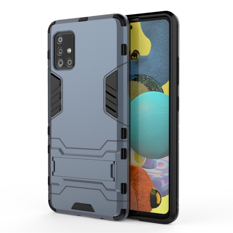 

For Samsung Galaxy A51 5G PC + TPU Shockproof Protective Case with Invisible Holder(Navy Blue)