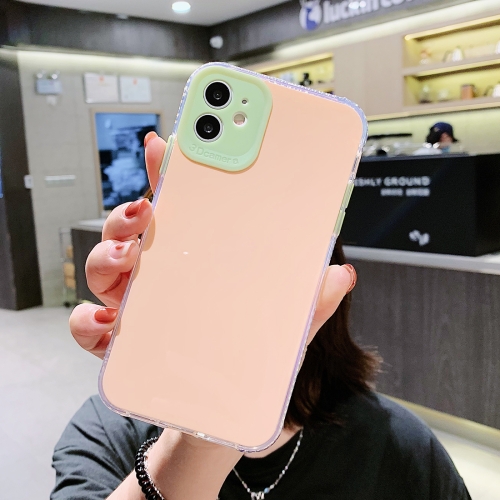 

For iPhone 11 Pro Fine Hole Series TPU + Acrylic Anti-fall Mirror Phone Protective Case(Pink Green)