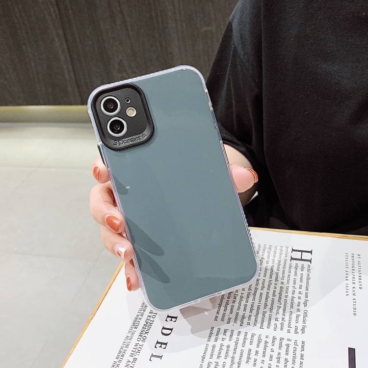 

For iPhone 11 Pro Max Fine Hole Series TPU + Acrylic Anti-fall Mirror Phone Protective Case(Cyan Black)