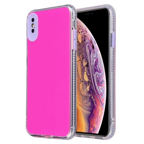 

For iPhone X / XS Fine Hole Series TPU + Acrylic Anti-fall Mirror Phone Protective Case(Rose Red)