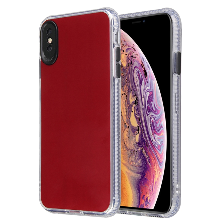 

For iPhone XR Fine Hole Series TPU + Acrylic Anti-fall Mirror Phone Protective Case(Wine Red)