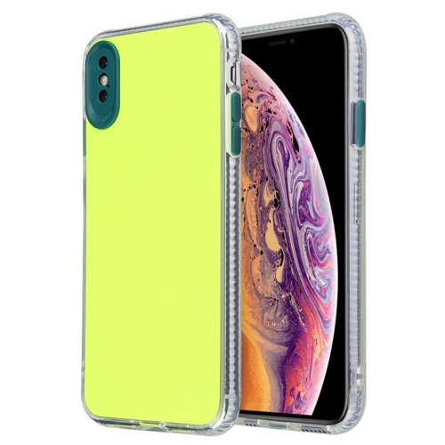 

For iPhone XR Fine Hole Series TPU + Acrylic Anti-fall Mirror Phone Protective Case(Fluorescent Green)