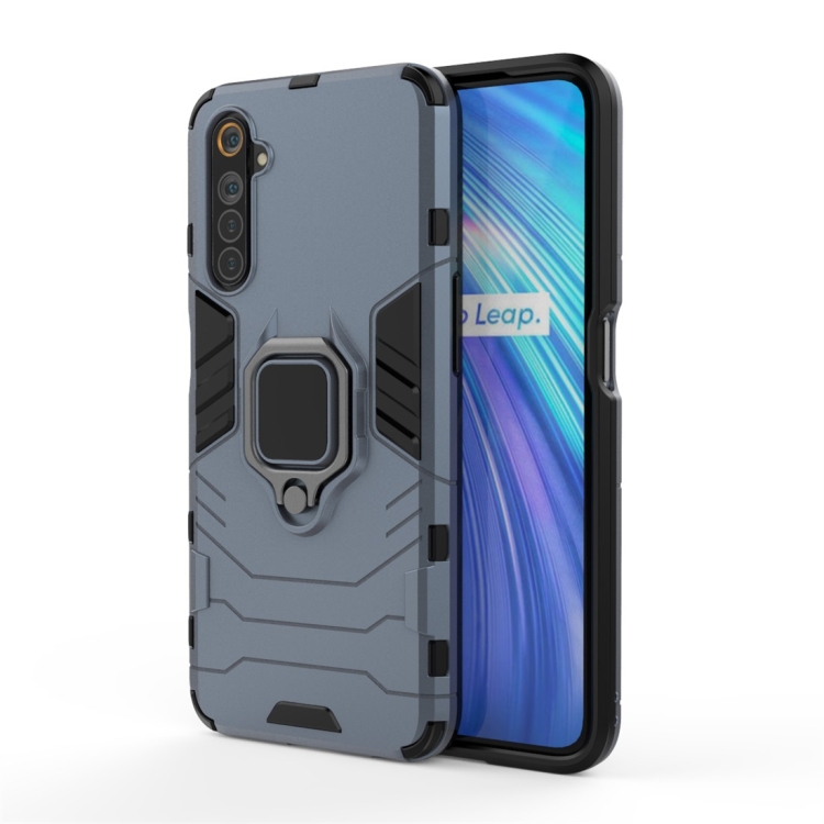 

For OPPO Realme 6 PC + TPU Shockproof Protective Case with Magnetic Ring Holder(Navy Blue)